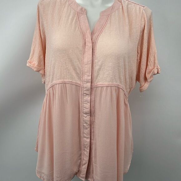 New Directions peach short sleeve top size 1X curvy - Picture 2 of 5